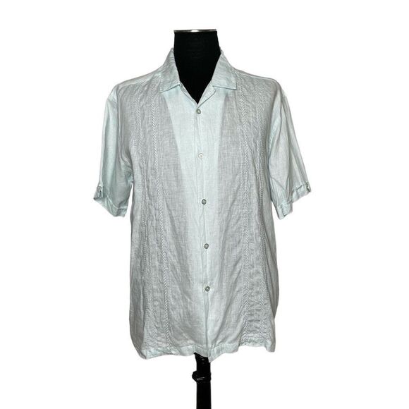 Cubavera 100% Linen Short Sleeve Button Down Shirt - Mens L - Picture 1 of 7